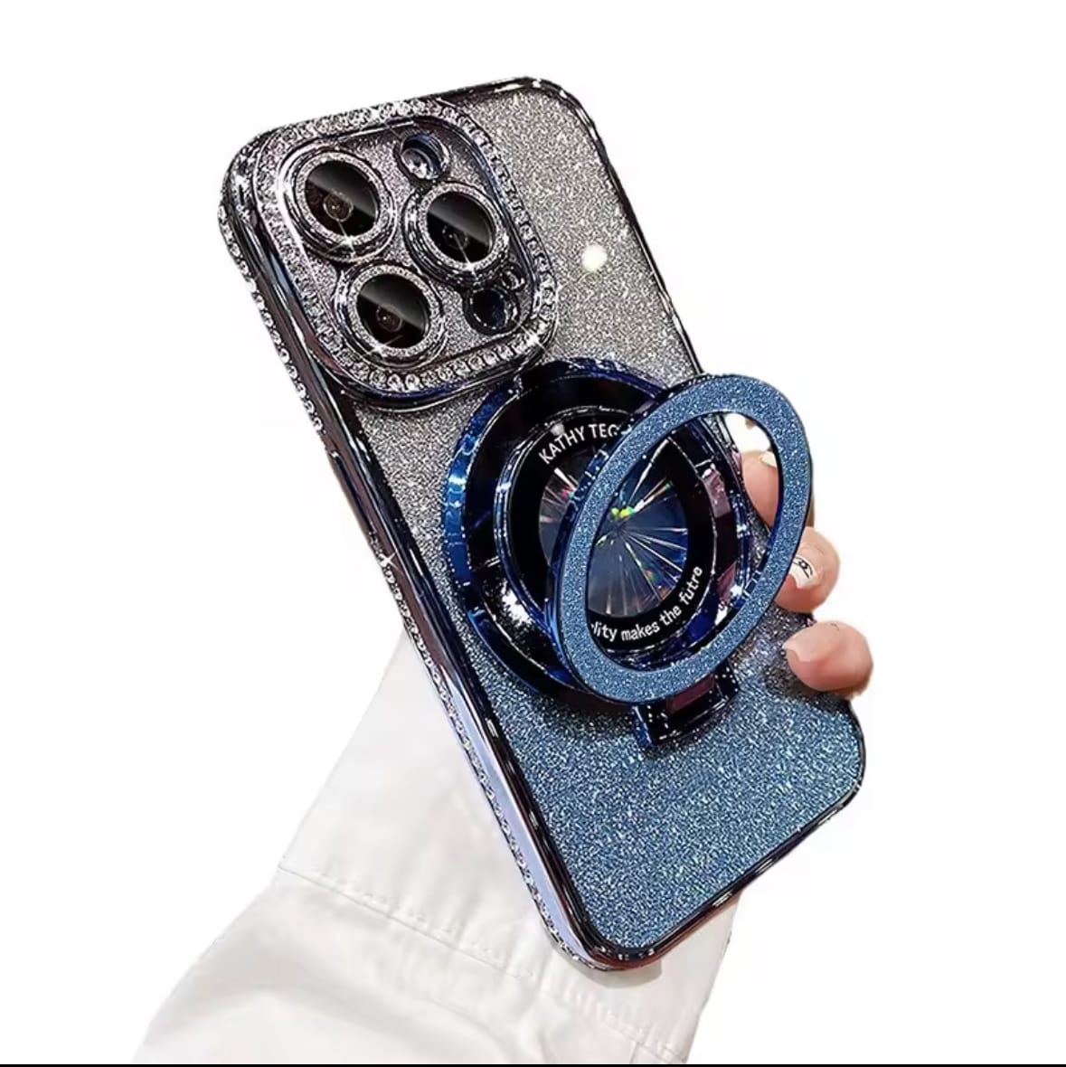 Sarwoski Studded Cover Blue For iPhone 16 Pro.